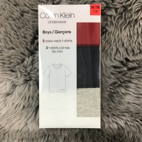 Calvin Klein Underwear | Boy's T-Shirts | 3 Pack | Red & Navy | Various Sizes - Picture 1 of 3